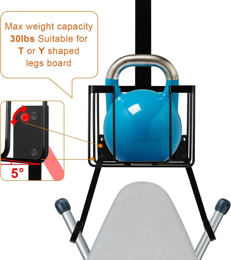 ORLESS Over The Door/Wall Mount Ironing Board Hanger, Laundry Room Iron and Ironing Caddy Board Storage Holder, Black - Image 5